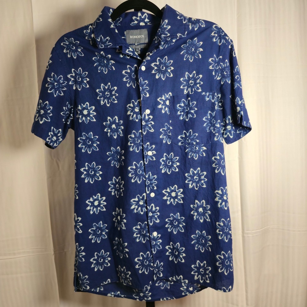 Bonobos Men's Slim Fit‎ Short Sleeve Small Button Down Shirt Floral Print
